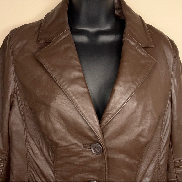 SMALL VINTAGE 90s LAMBSKIN LEATHER JACKET LIZ CLAIBORNE BUTTON CLOSURE - Picture 7 of 12